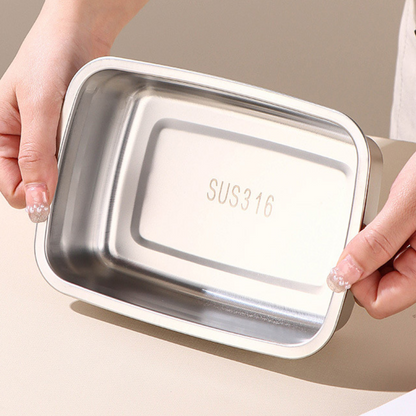 🔥 CAIXA DE ALIMENTOS A VÁCUO EM AÇO INOXIDÁVEL ANTIBACTERIANO 316 (19 × 13 × 5 CM)