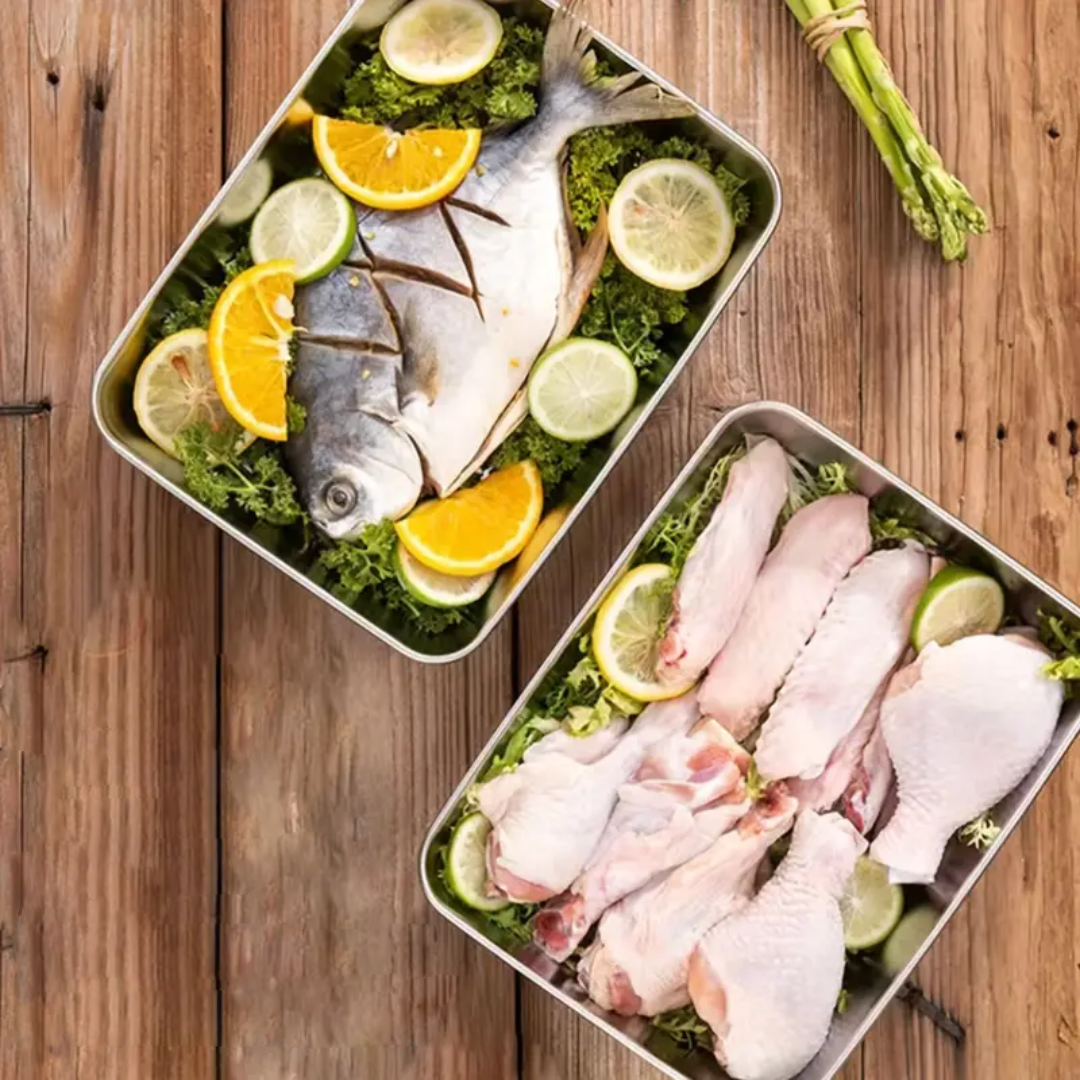 Recipiente de Alimentos em Aço Inoxidável 304(25 x 20 x 6 cm)