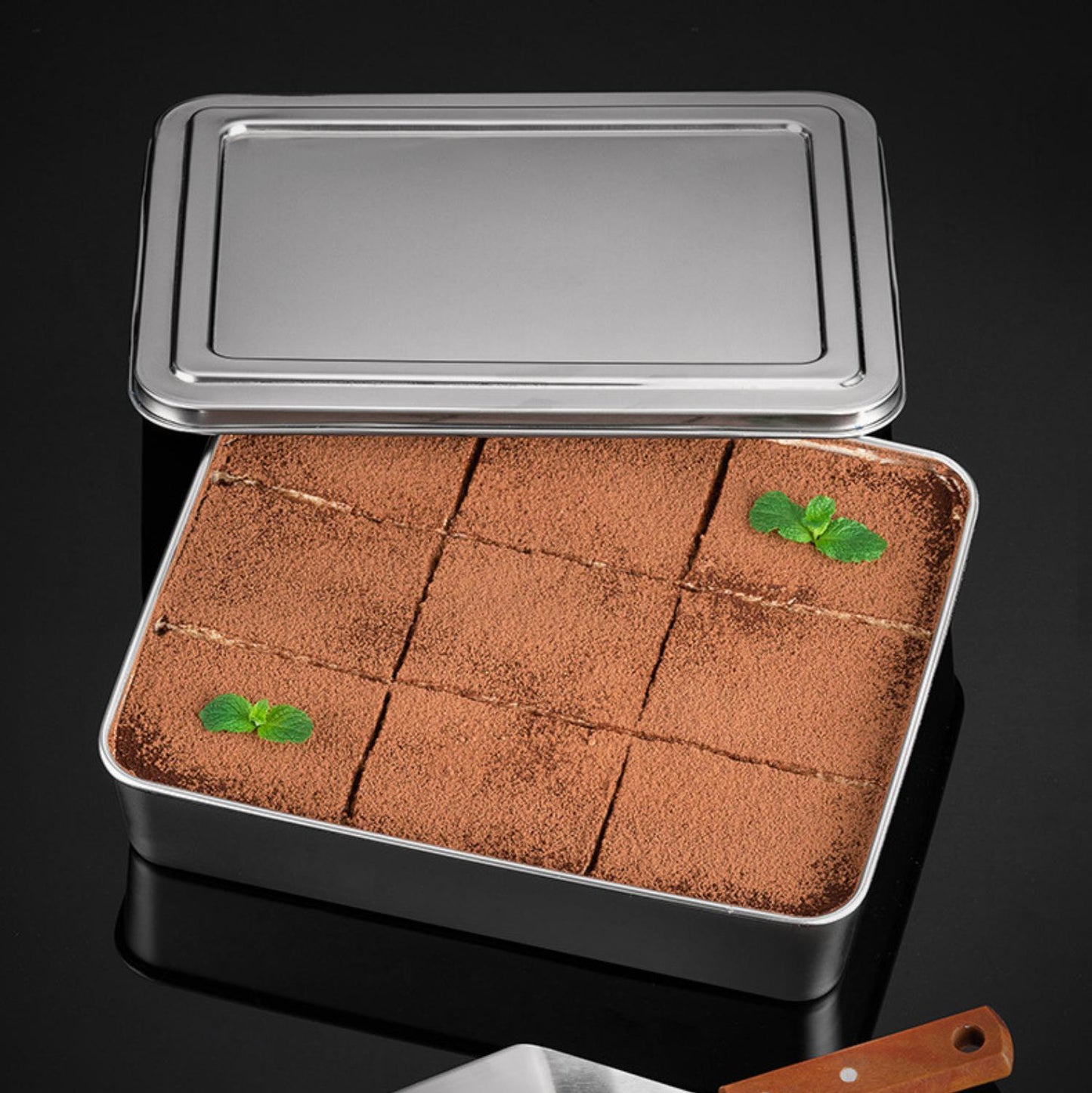 Caixas Com Tampa Para Tabuleiro De Servir Em Aço Inoxidável (22*15*6cm)