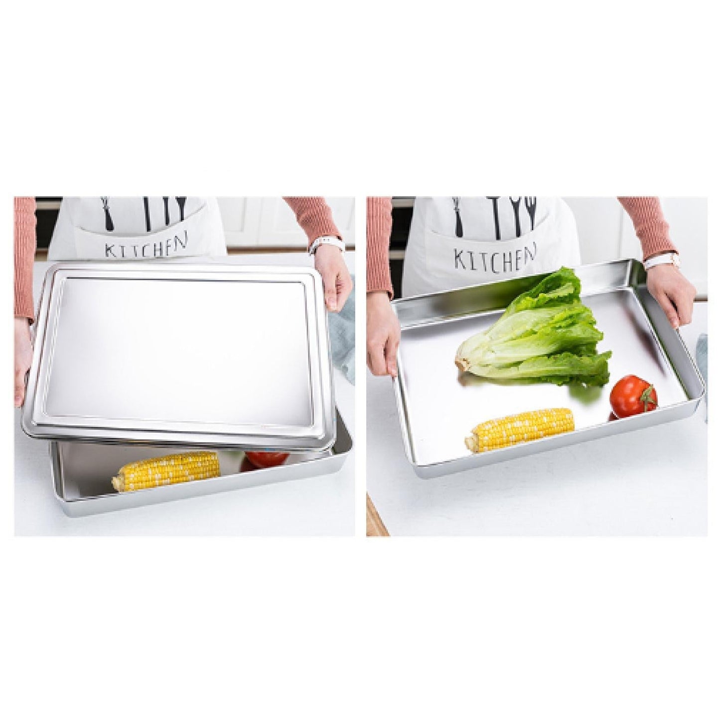 Caixas Com Tampa Para Tabuleiro De Servir Em Aço Inoxidável (22*15*6cm)