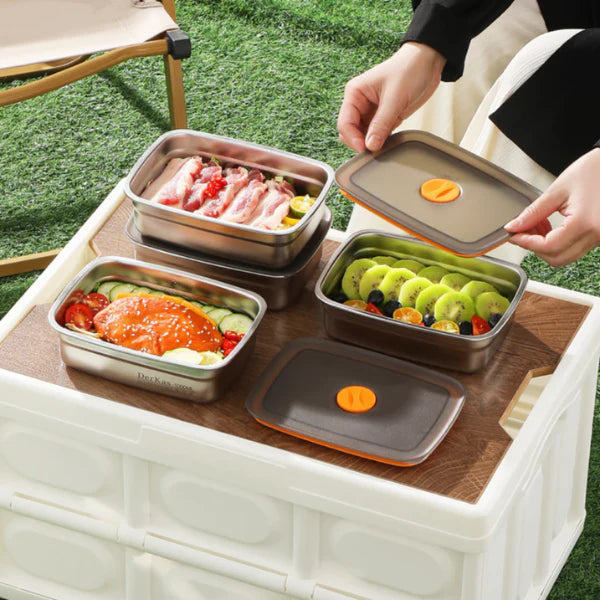 🔥Caixa de comida a vácuo de aço inoxidável antibacteriano 316 (19 x 14 x 6 cm)