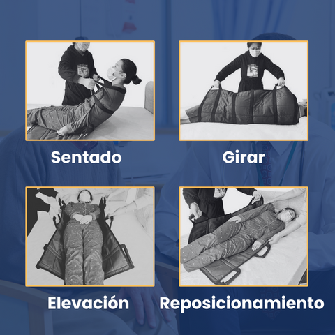 Placa de transferência de pacientes com 6 pegas reforçadas, almofada médica multifuncional para camas, idosos