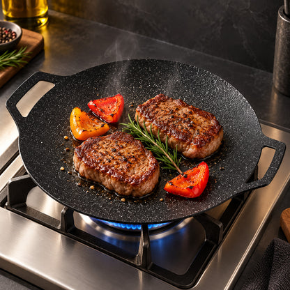 🍳 CHAPA TEPPANYAKI ANTIADERENTE MULTIUSOS DE 37 CM · 6 CAMADAS · PARA GÁS, INDUÇÃO E VITROCERÂMICA