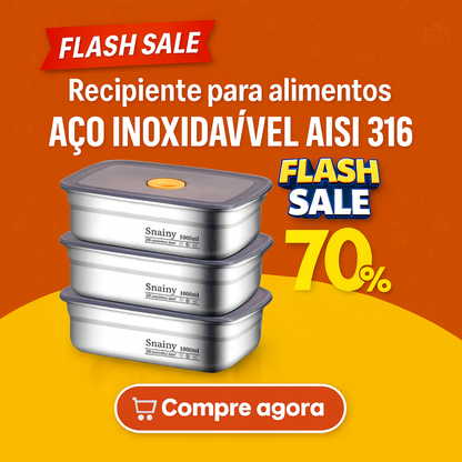 🇵🇹 Recipiente em aço inox AISI 316 com tampa a vácuo (19 x 13,5 x 5,5 cm)