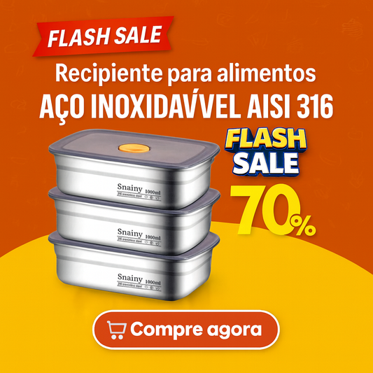 🇵🇹 Recipiente em aço inox AISI 316 com tampa a vácuo (19 x 13,5 x 5,5 cm)