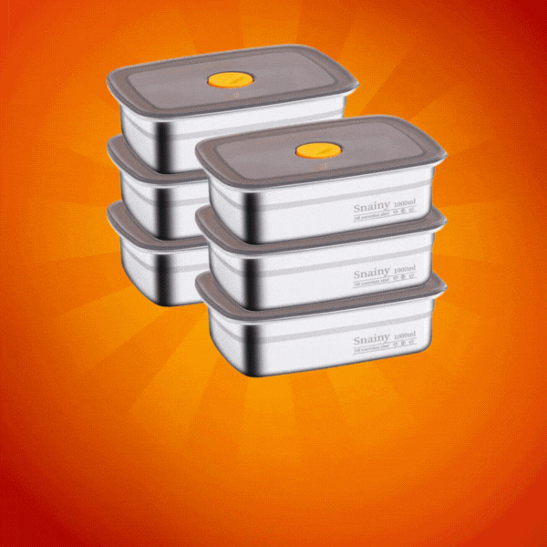 Caixa de comida a vácuo de aço inoxidável antibacteriano 316 (19 x 14 x 6 cm)