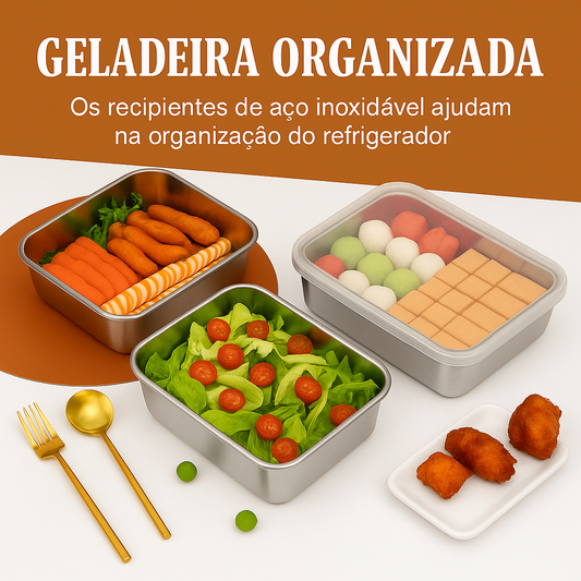 Recipiente de Aço Inoxidável 304 – Conserva o frescor por até 1 mês | 60% DE DESCONTO!
