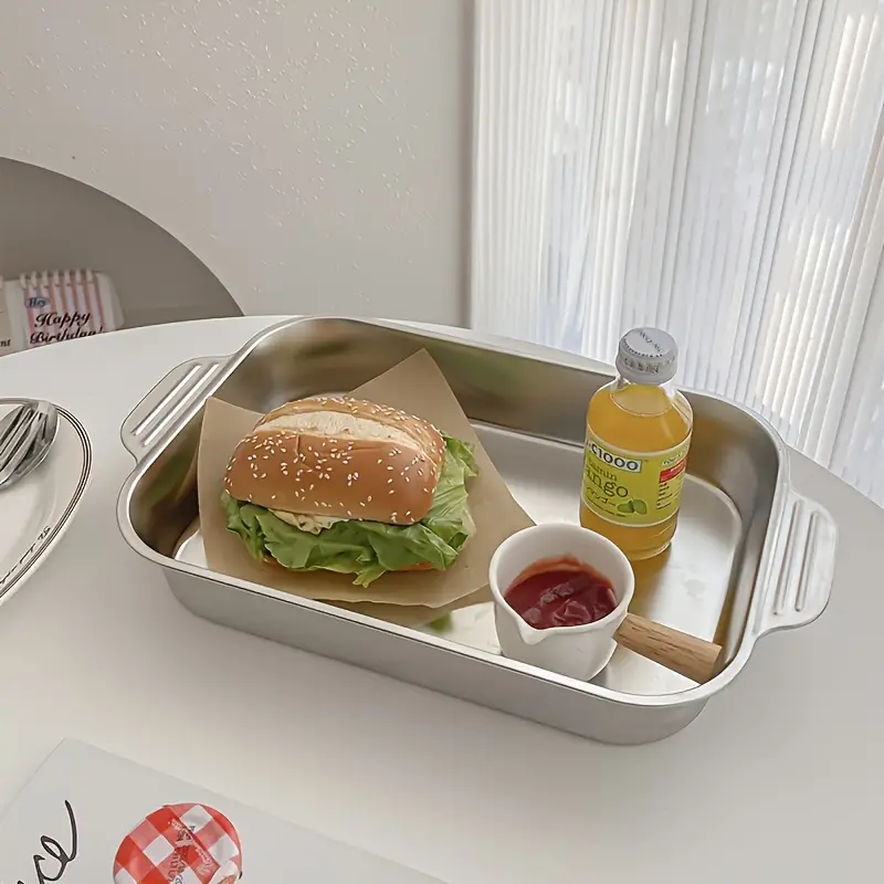 Tabuleiro De Cozinha Em Aço Inoxidável SUS304 Para Panelas Quentes, Peixe A Vapor, Cozedura E Armazenamento De Alimentos