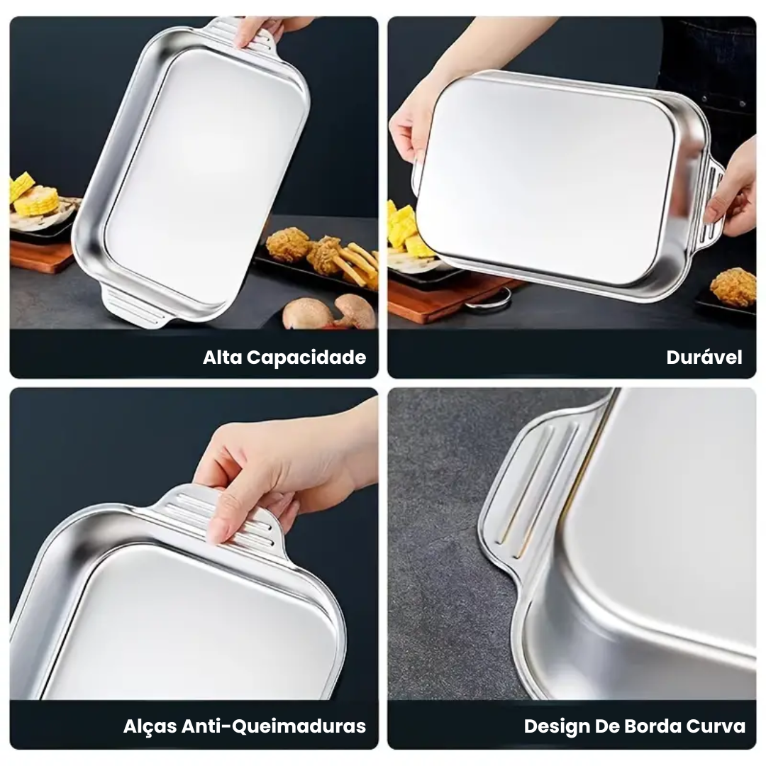 Tabuleiro De Cozinha Em Aço Inoxidável SUS304 Para Panelas Quentes, Peixe A Vapor, Cozedura E Armazenamento De Alimentos