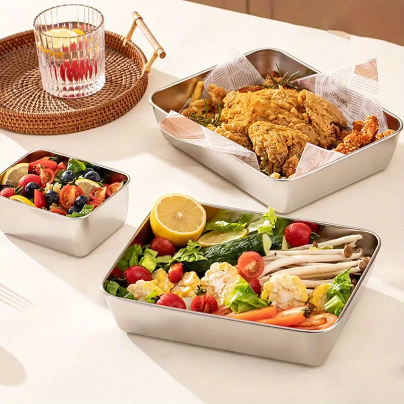 Recipiente de Alimentos em Aço Inoxidável 304(25 x 20 x 6 cm)