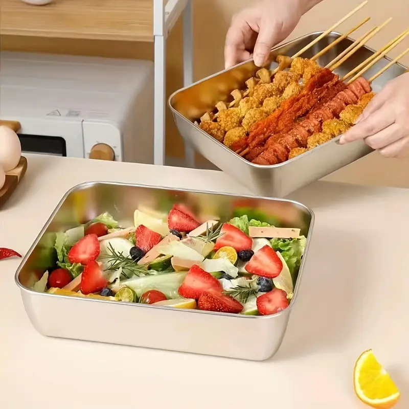 Recipiente de Alimentos em Aço Inoxidável 304(25 x 20 x 6 cm)