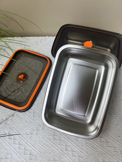 🇵🇹 Recipiente em aço inox AISI 316 com tampa a vácuo (19 x 13,5 x 5,5 cm)