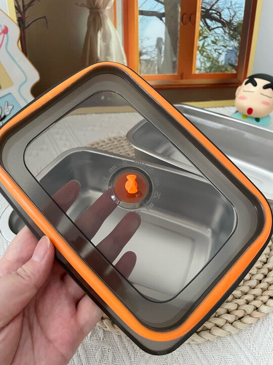 🇵🇹 Recipiente em aço inox AISI 316 com tampa a vácuo (19 x 13,5 x 5,5 cm)