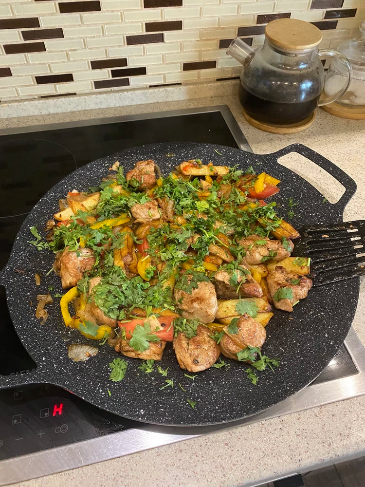 Frigideira de pedra Maifan antiaderente de 6 camadas compatível com fogões de indução IH