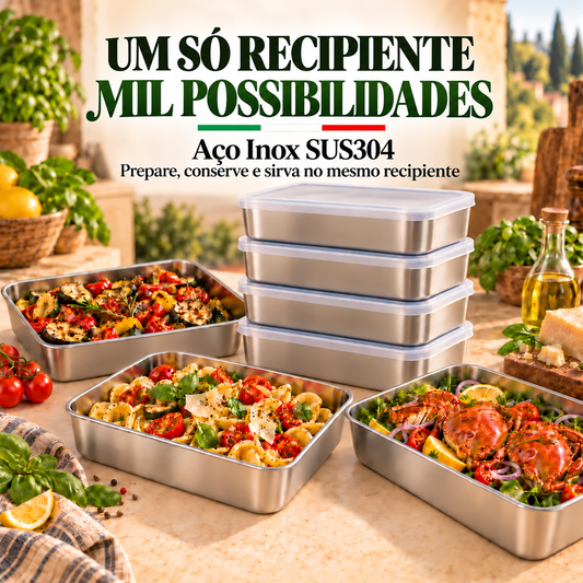 70% DESCONTO | Caixa de Alimentos em Aço Inoxidável 304 (25 x 20 x 6 cm)