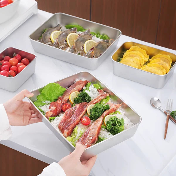 Conjunto de 3 caixas de armazenamento de alimentos (25 x 20 x 6 cm)